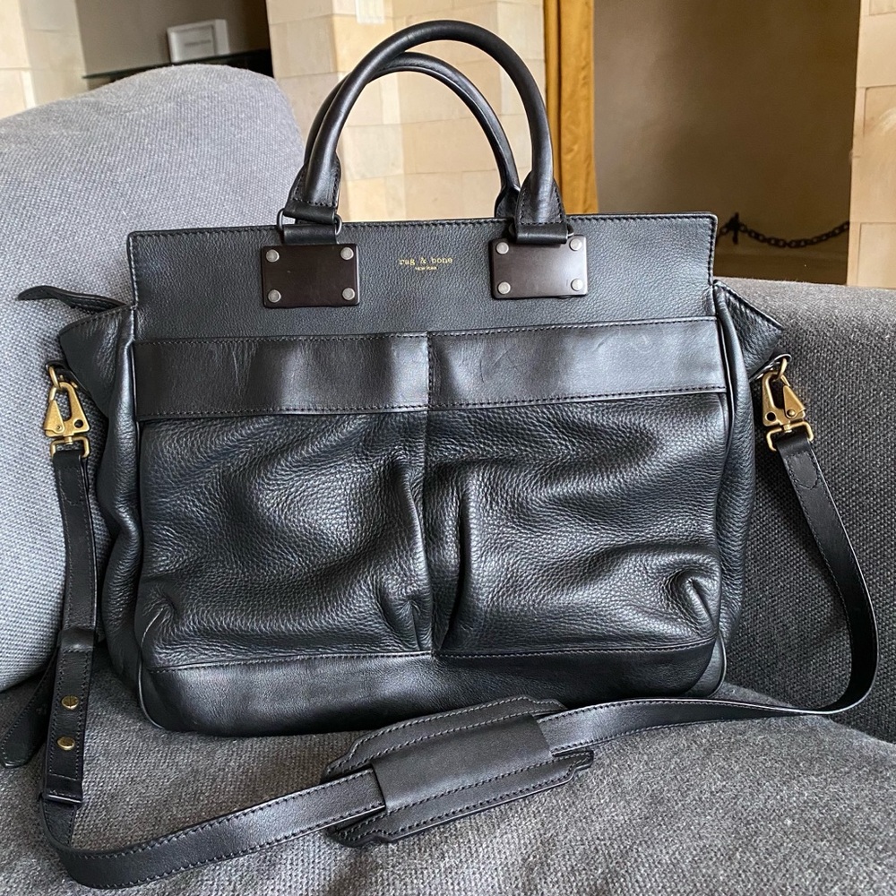 Rag & Bone large Pilot handbag in black leather